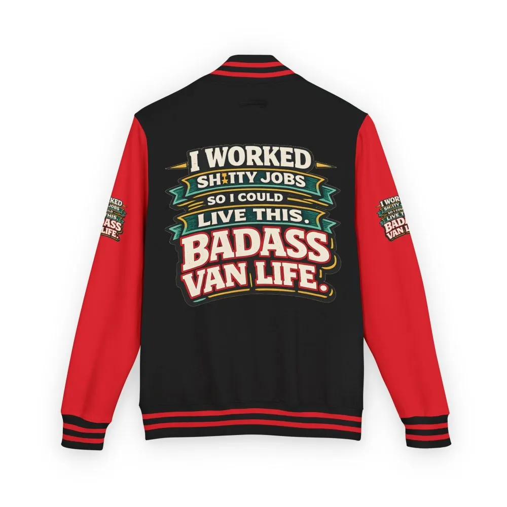 Unisex Heavyweight Letterman Jacket — "I Worked Shitty Jobs" Design F**K-Line