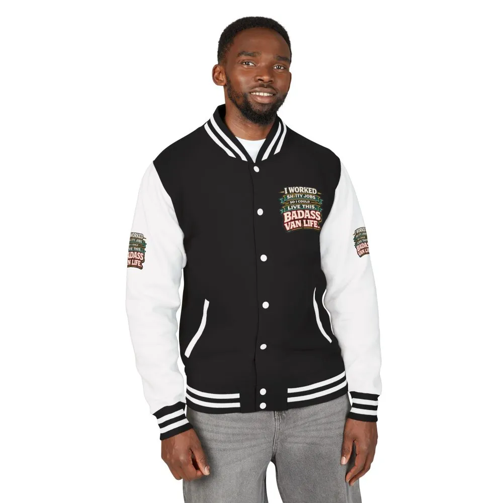 Unisex Heavyweight Letterman Jacket — "I Worked Shitty Jobs" Design F**K-Line