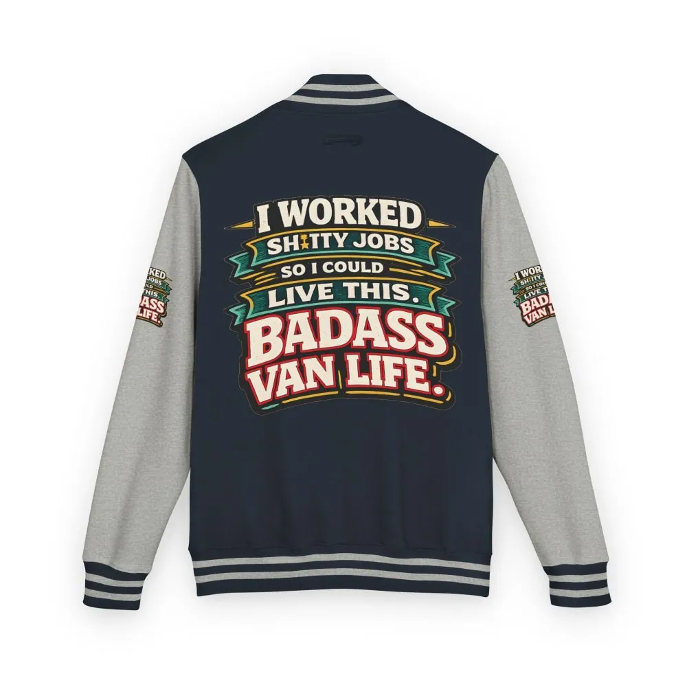 Unisex Heavyweight Letterman Jacket — "I Worked Shitty Jobs" Design F**K-Line