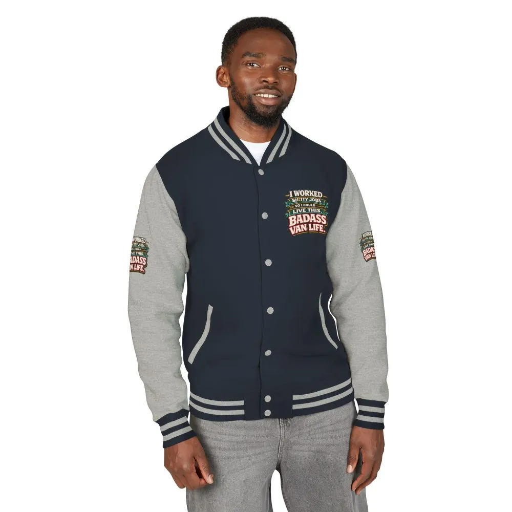 Unisex Heavyweight Letterman Jacket — "I Worked Shitty Jobs" Design F**K-Line