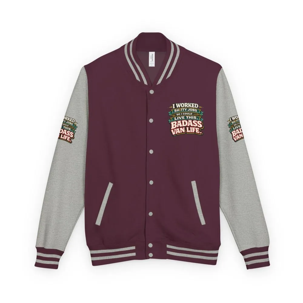 Unisex Heavyweight Letterman Jacket — "I Worked Shitty Jobs" Design F**K-Line