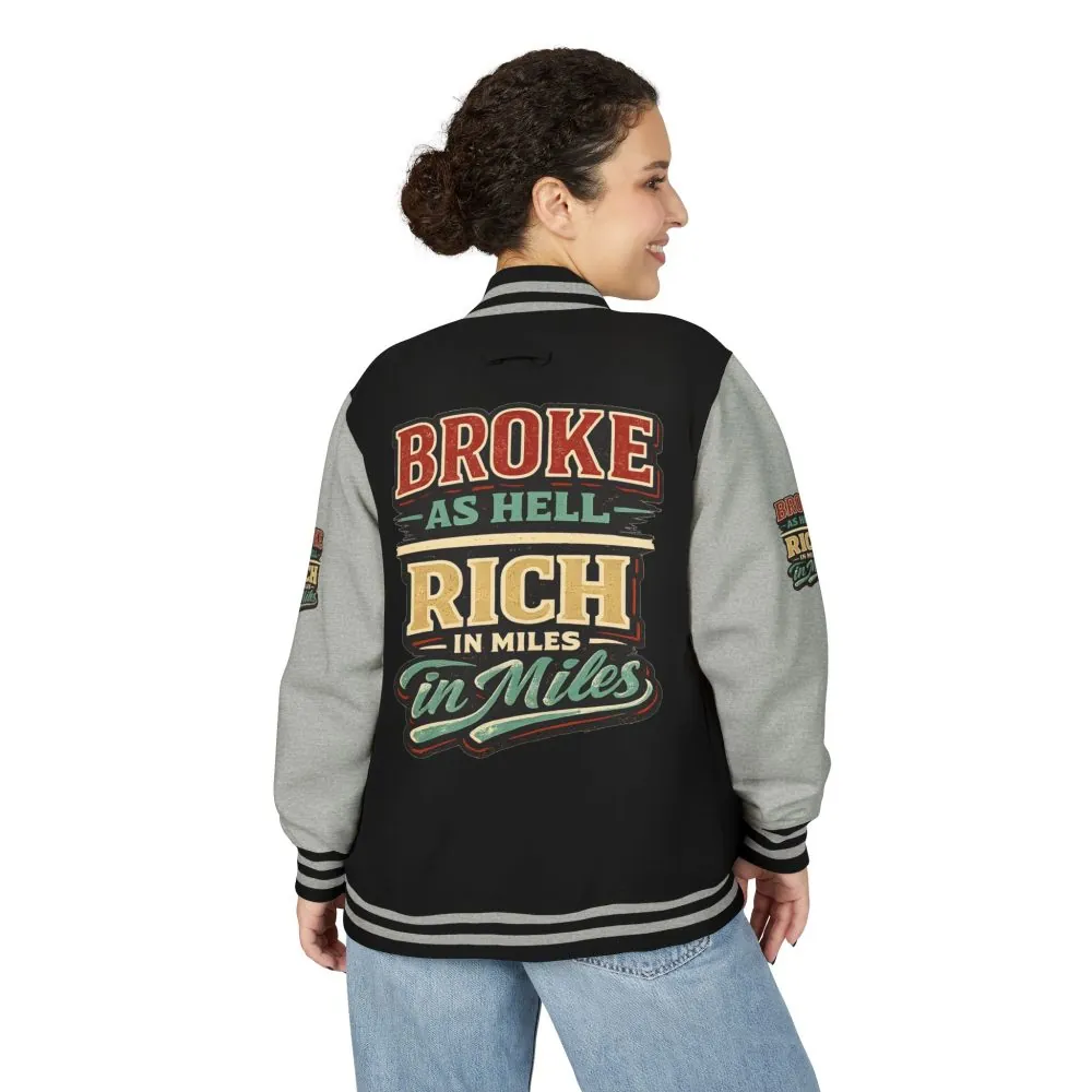 Unisex Heavyweight Letterman Jacket — "Broke As Hell" Design F**K-Line