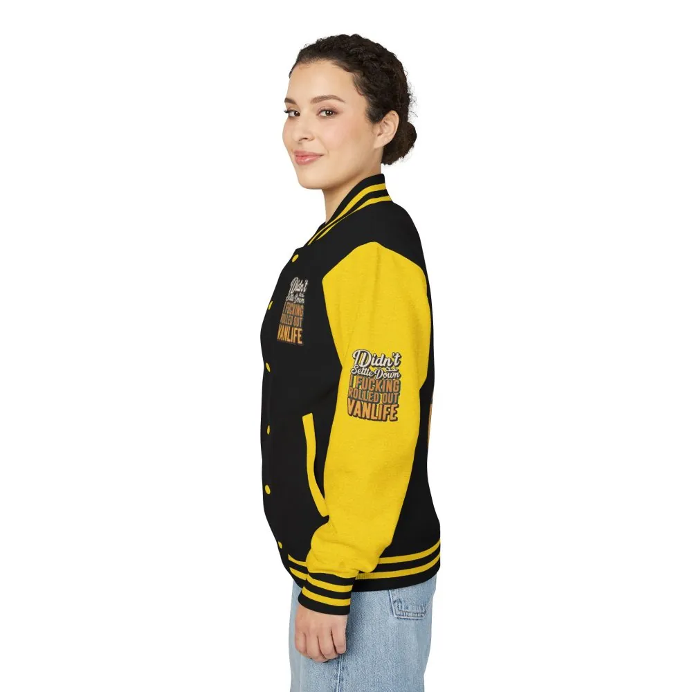 Unisex Heavyweight Letterman Jacket — "Dind´t Settle Down" Design F**K-Line
