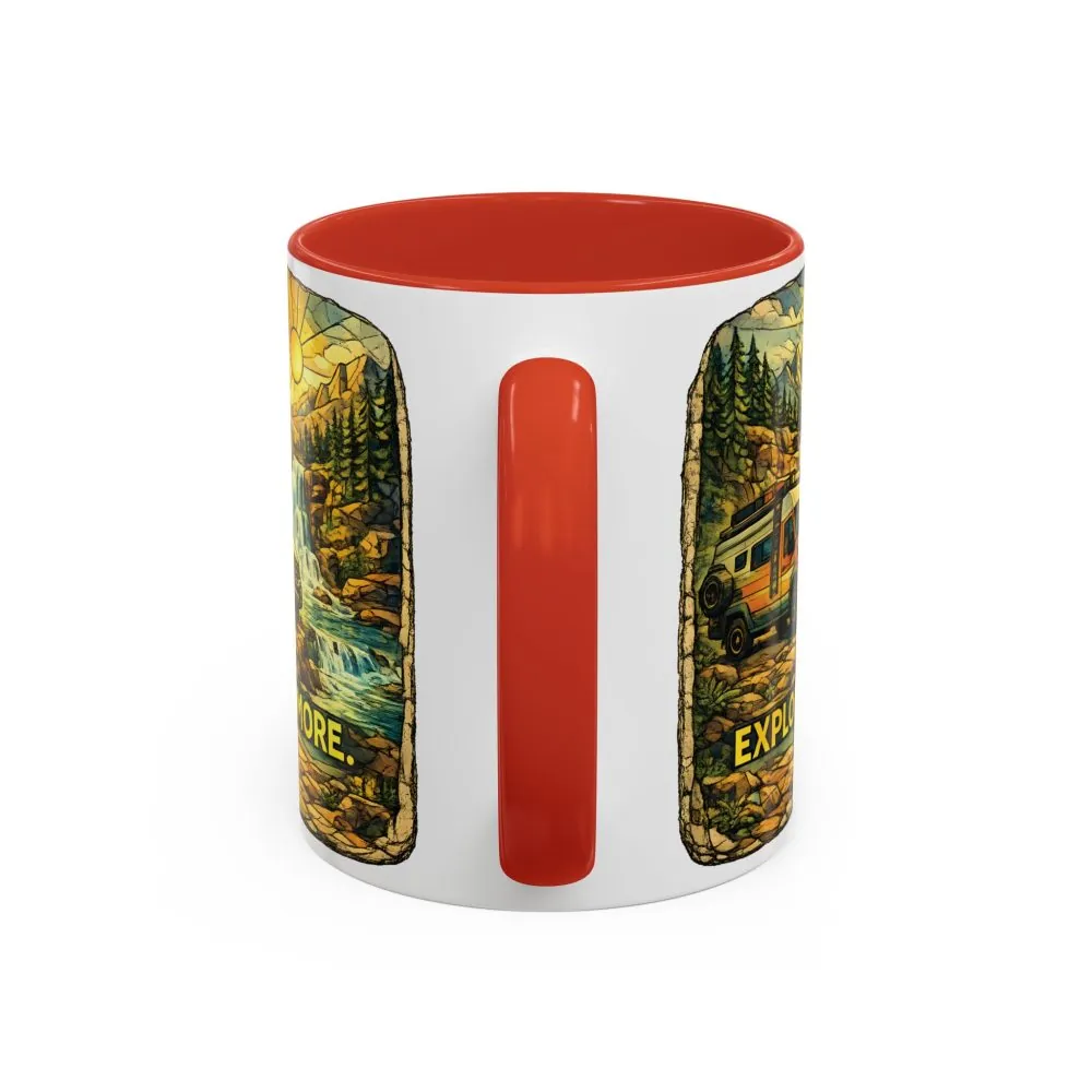 Accent Coffee Mug (11, 15oz) — "Explore More" Design Cubic-Line