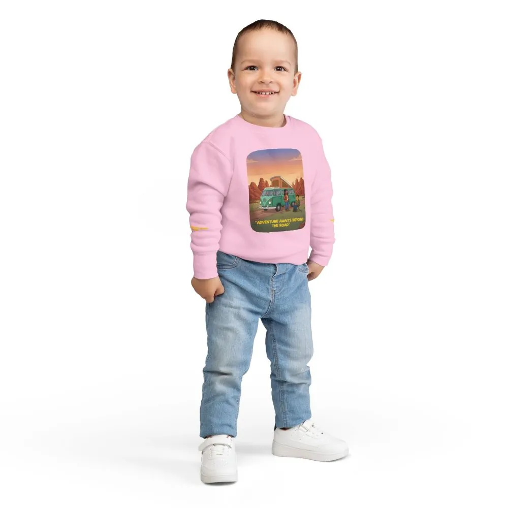 Toddler Sweatshirt - "Adventure Awaits Beyond The Road" (Design Sitcom-Line)
