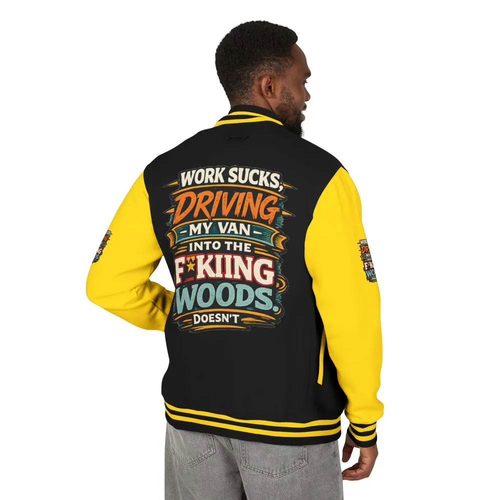 Unisex Heavyweight Letterman Jacket — "Work Sucks" Design F**K-Line