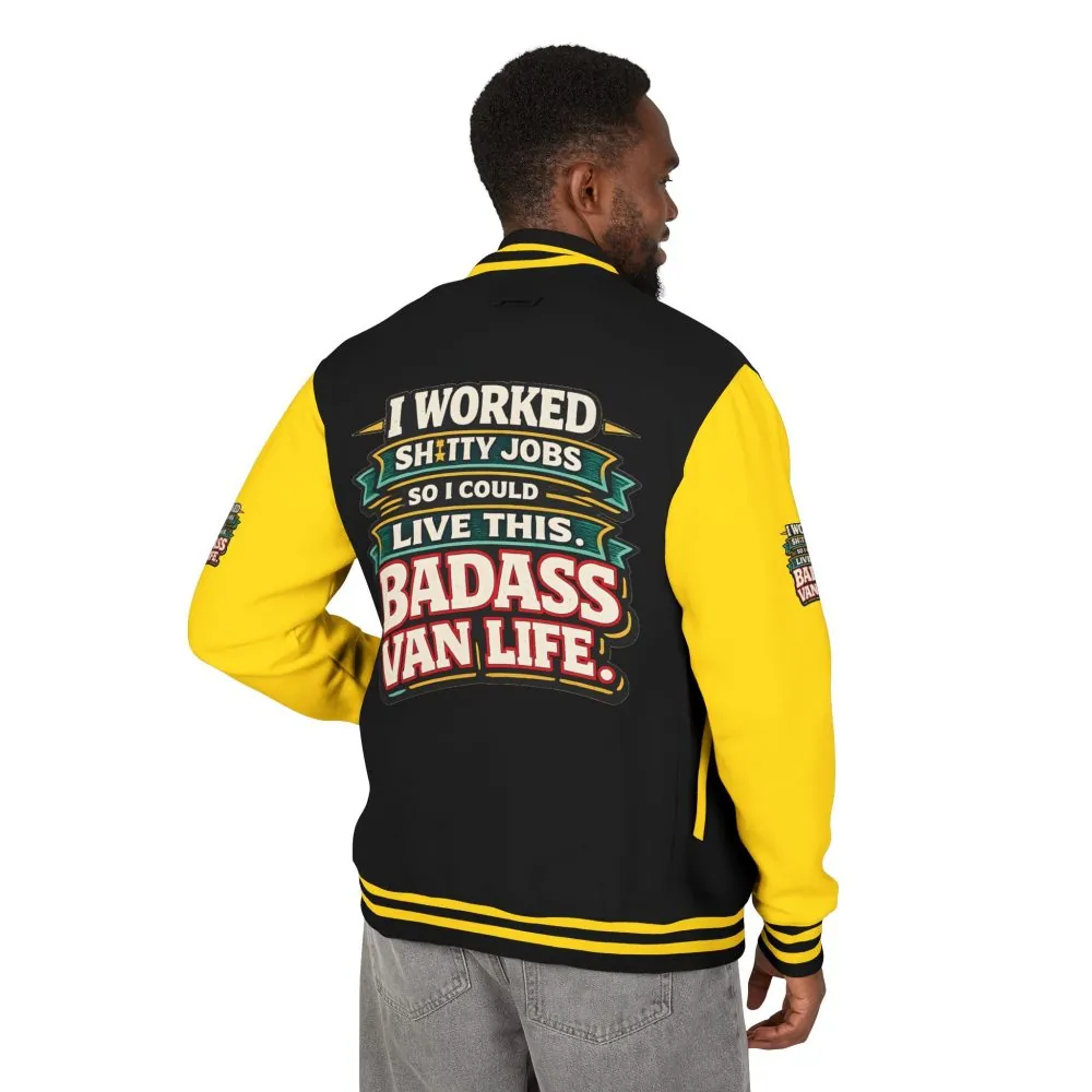 Unisex Heavyweight Letterman Jacket — "I Worked Shitty Jobs" Design F**K-Line