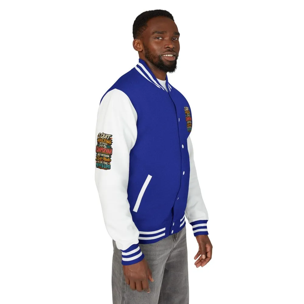 Unisex Heavyweight Letterman Jacket — "I Quit Adulting" Design F**K-Line