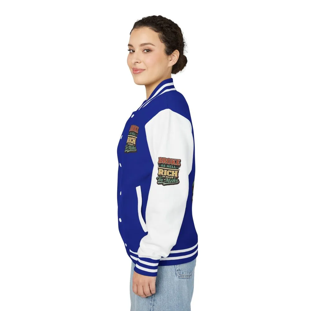 Unisex Heavyweight Letterman Jacket — "Broke As Hell" Design F**K-Line