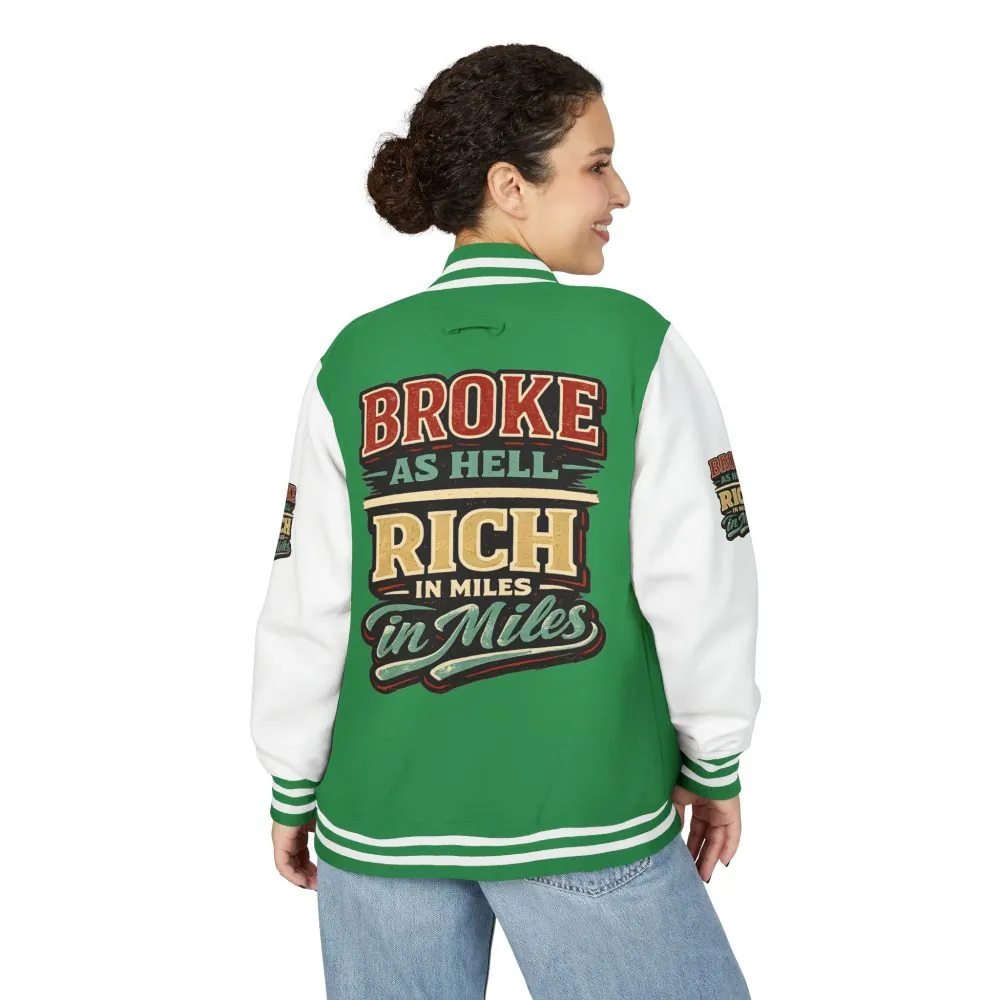Unisex Heavyweight Letterman Jacket — "Broke As Hell" Design F**K-Line