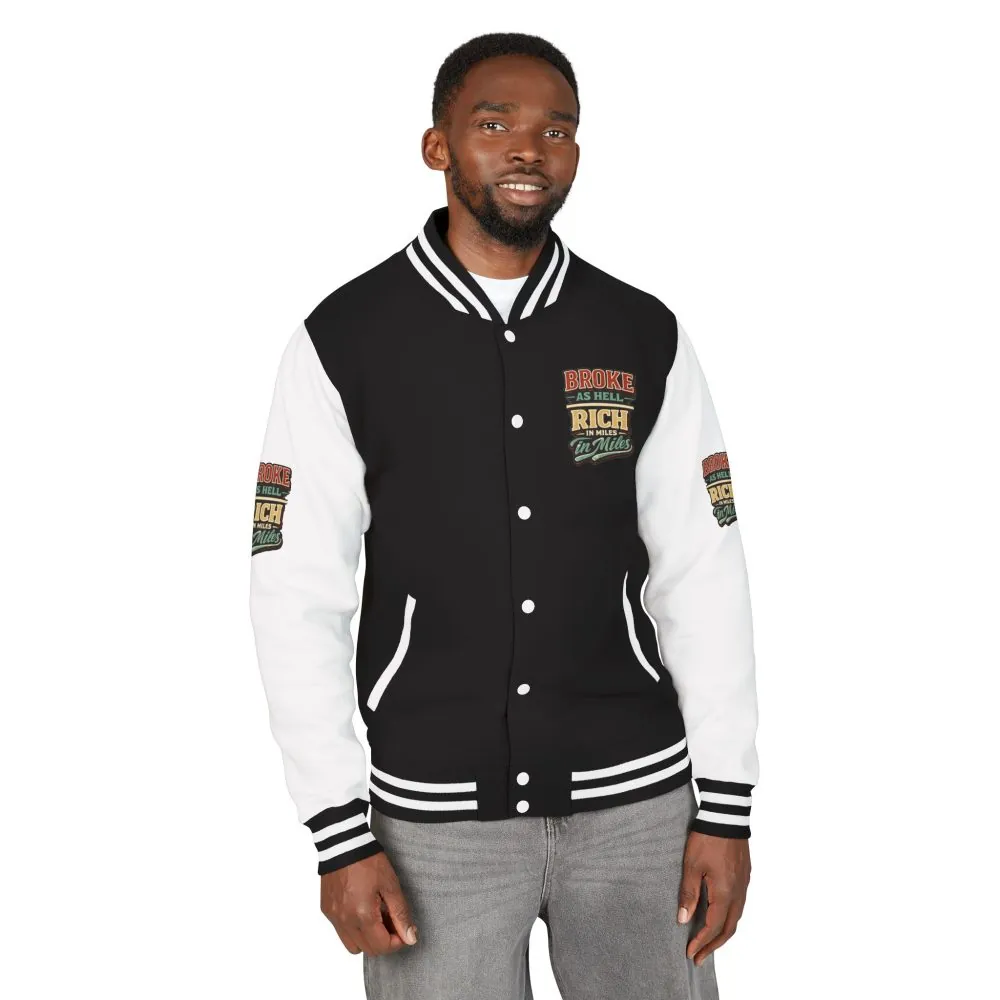 Unisex Heavyweight Letterman Jacket — "Broke As Hell" Design F**K-Line