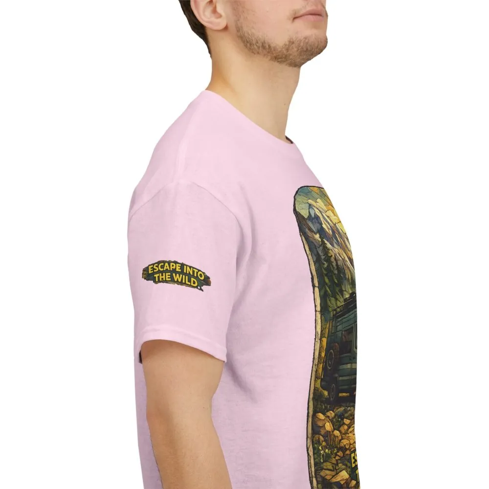 Unisex Heavy Cotton Tee — "Escape Into The Wild" Design Cubic-Line