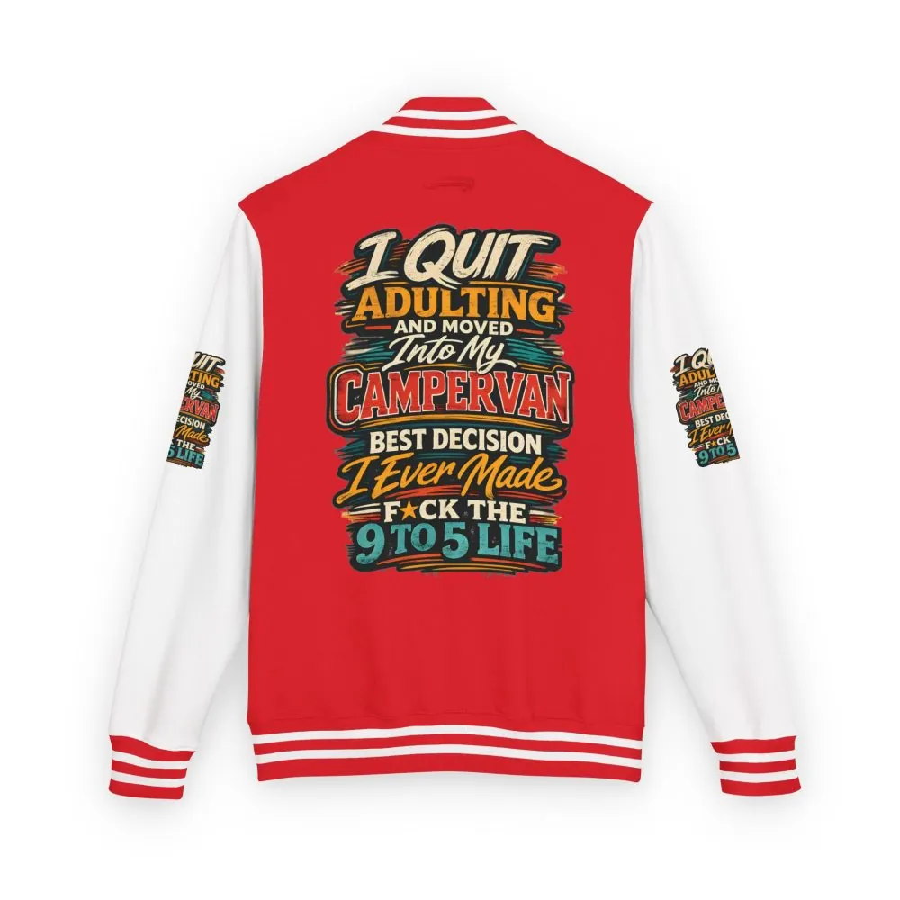 Unisex Heavyweight Letterman Jacket — "I Quit Adulting" Design F**K-Line