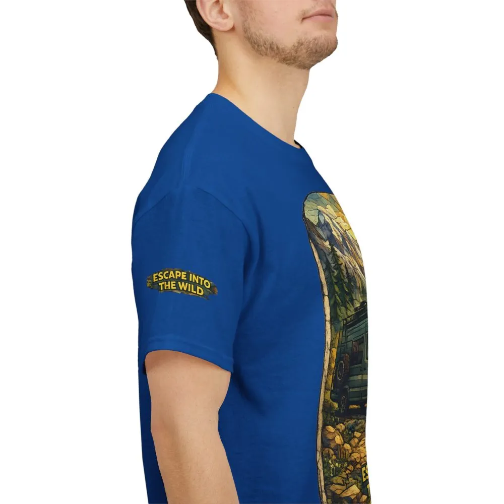 Unisex Heavy Cotton Tee — "Escape Into The Wild" Design Cubic-Line