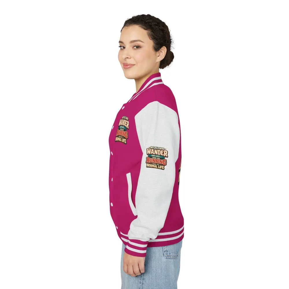 Unisex Heavyweight Letterman Jacket — "Not All Who Wander Are Lost" Design F**K-Line
