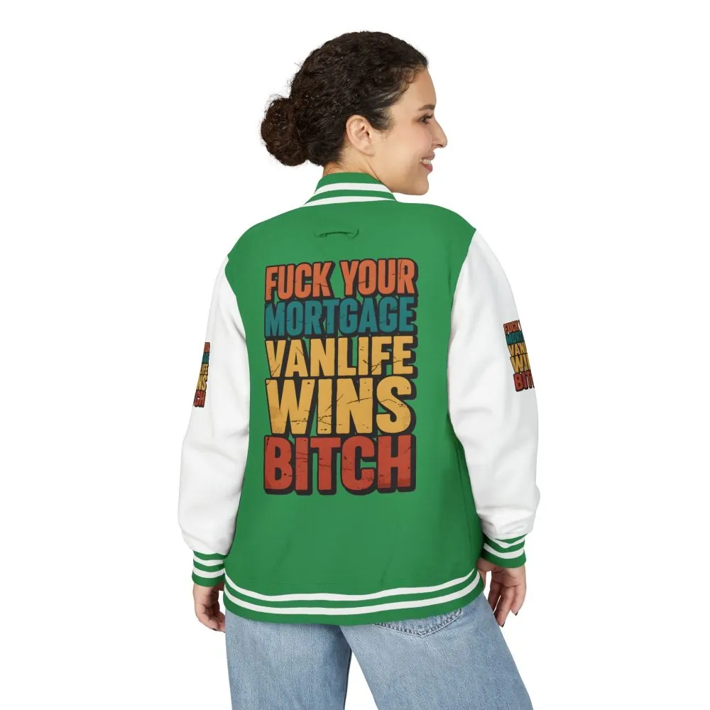 Unisex Heavyweight Letterman Jacket — "Fuck Your Mortgage" Design F**K-Line