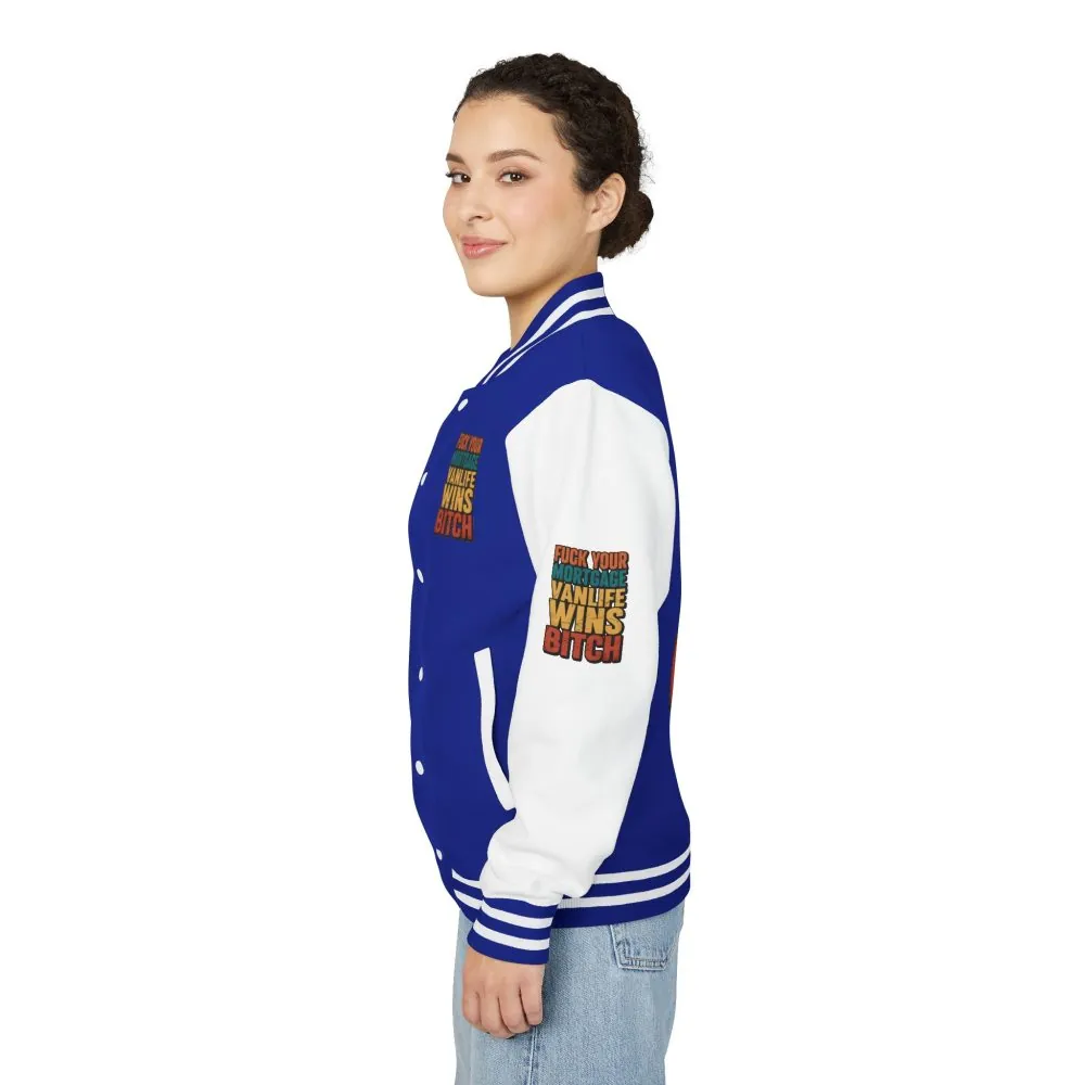 Unisex Heavyweight Letterman Jacket — "Fuck Your Mortgage" Design F**K-Line