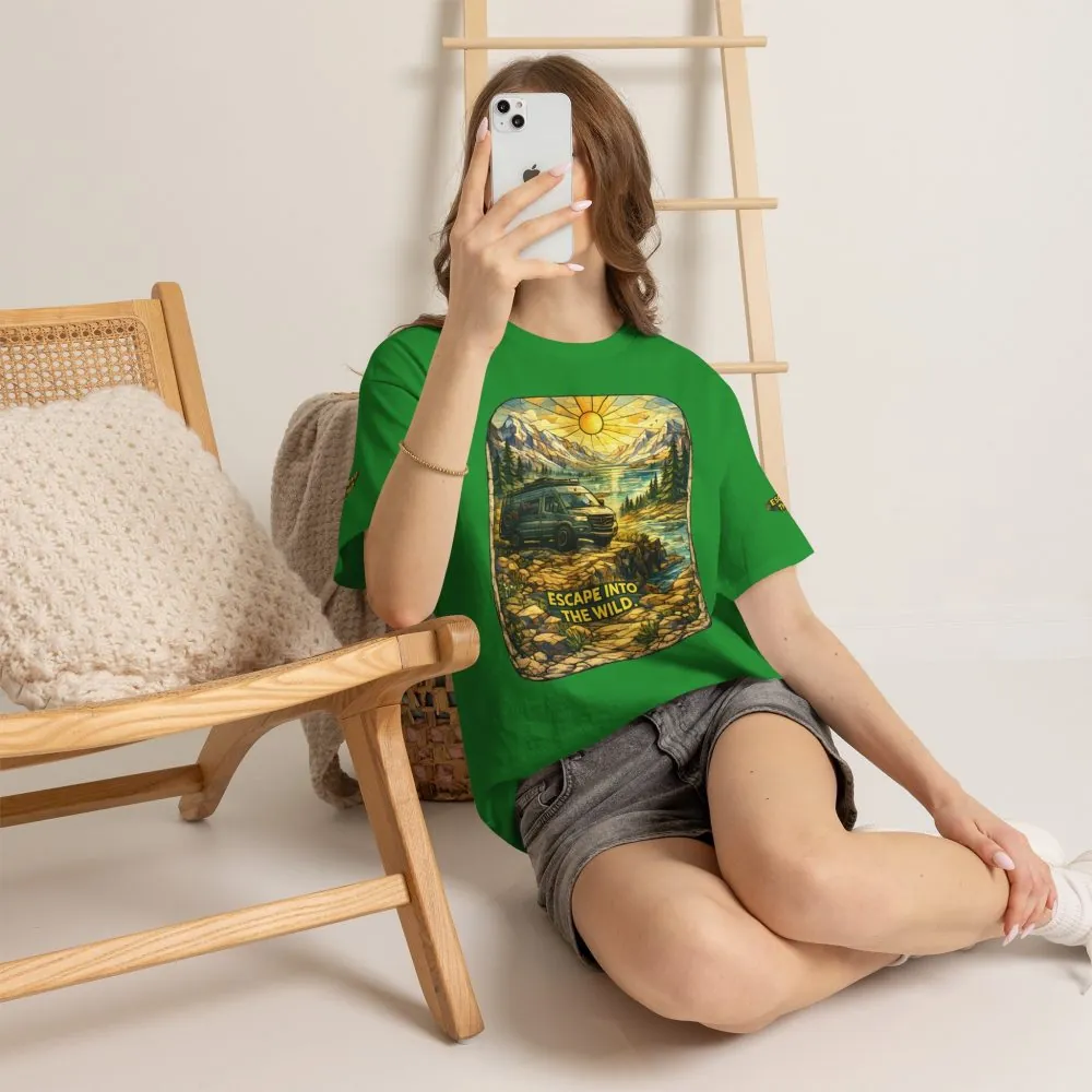 Unisex Heavy Cotton Tee — "Escape Into The Wild" Design Cubic-Line