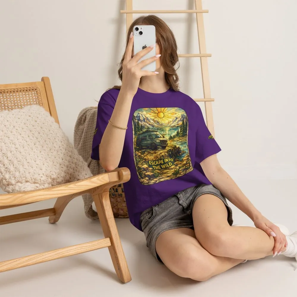 Unisex Heavy Cotton Tee — "Escape Into The Wild" Design Cubic-Line
