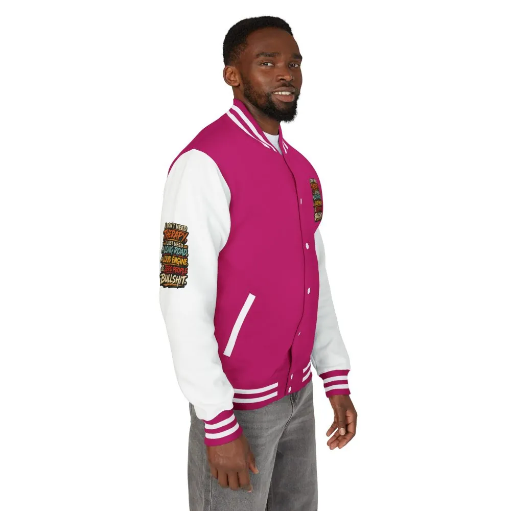Unisex Heavyweight Letterman Jacket — "I Dont Need Therapy" Design F**K-Line