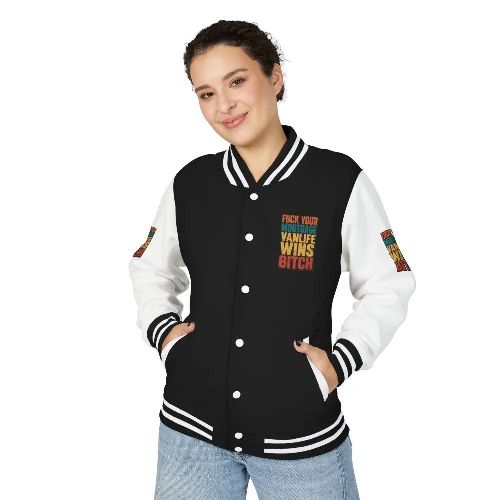 Unisex Heavyweight Letterman Jacket — "Fuck Your Mortgage" Design F**K-Line