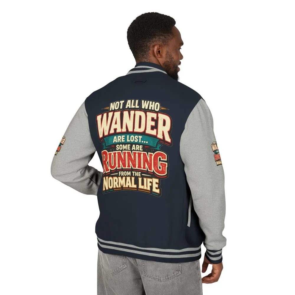 Unisex Heavyweight Letterman Jacket — "Not All Who Wander Are Lost" Design F**K-Line