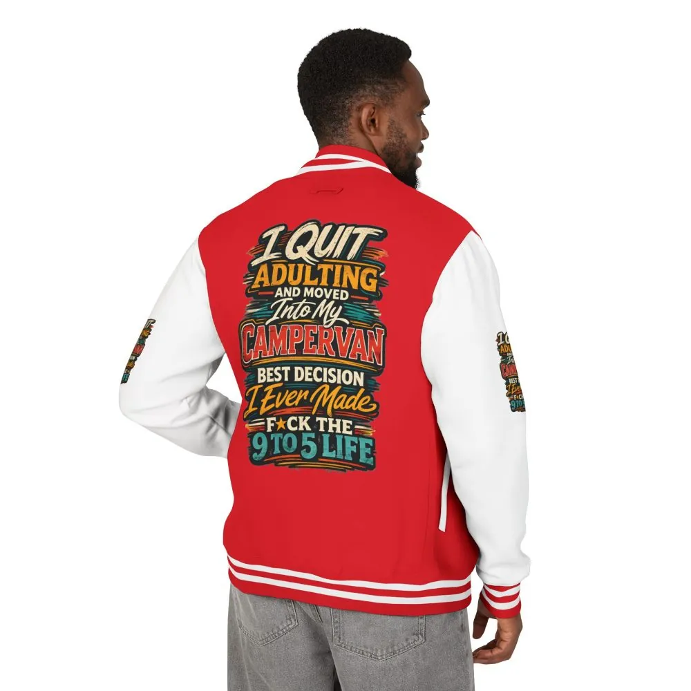 Unisex Heavyweight Letterman Jacket — "I Quit Adulting" Design F**K-Line