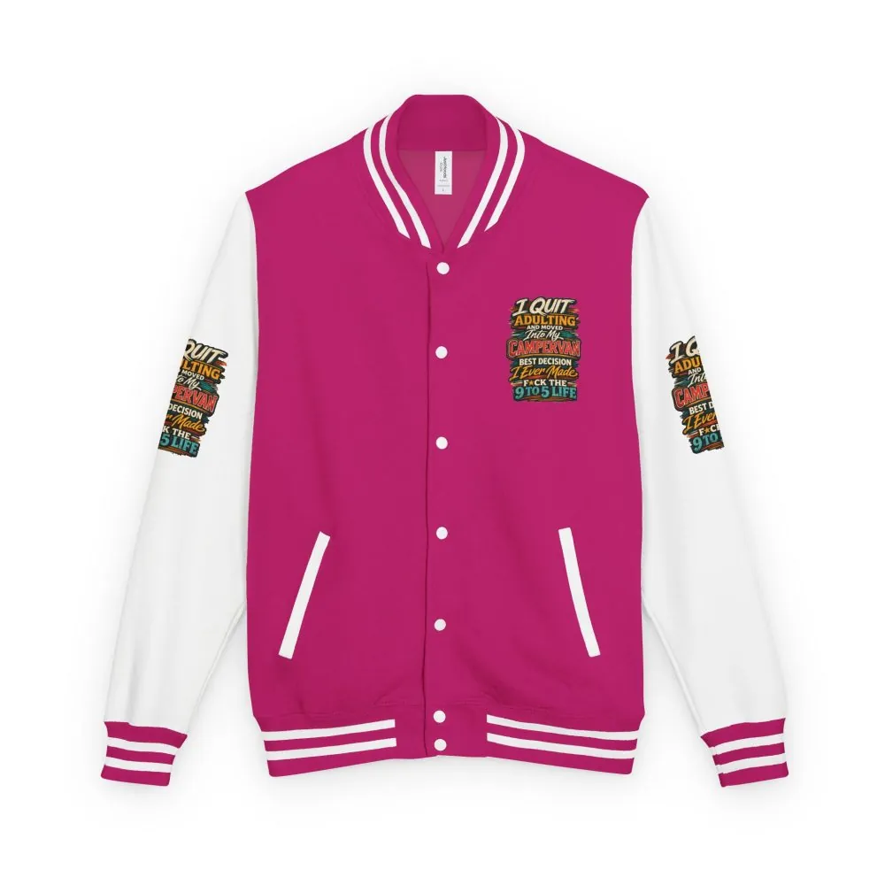 Unisex Heavyweight Letterman Jacket — "I Quit Adulting" Design F**K-Line