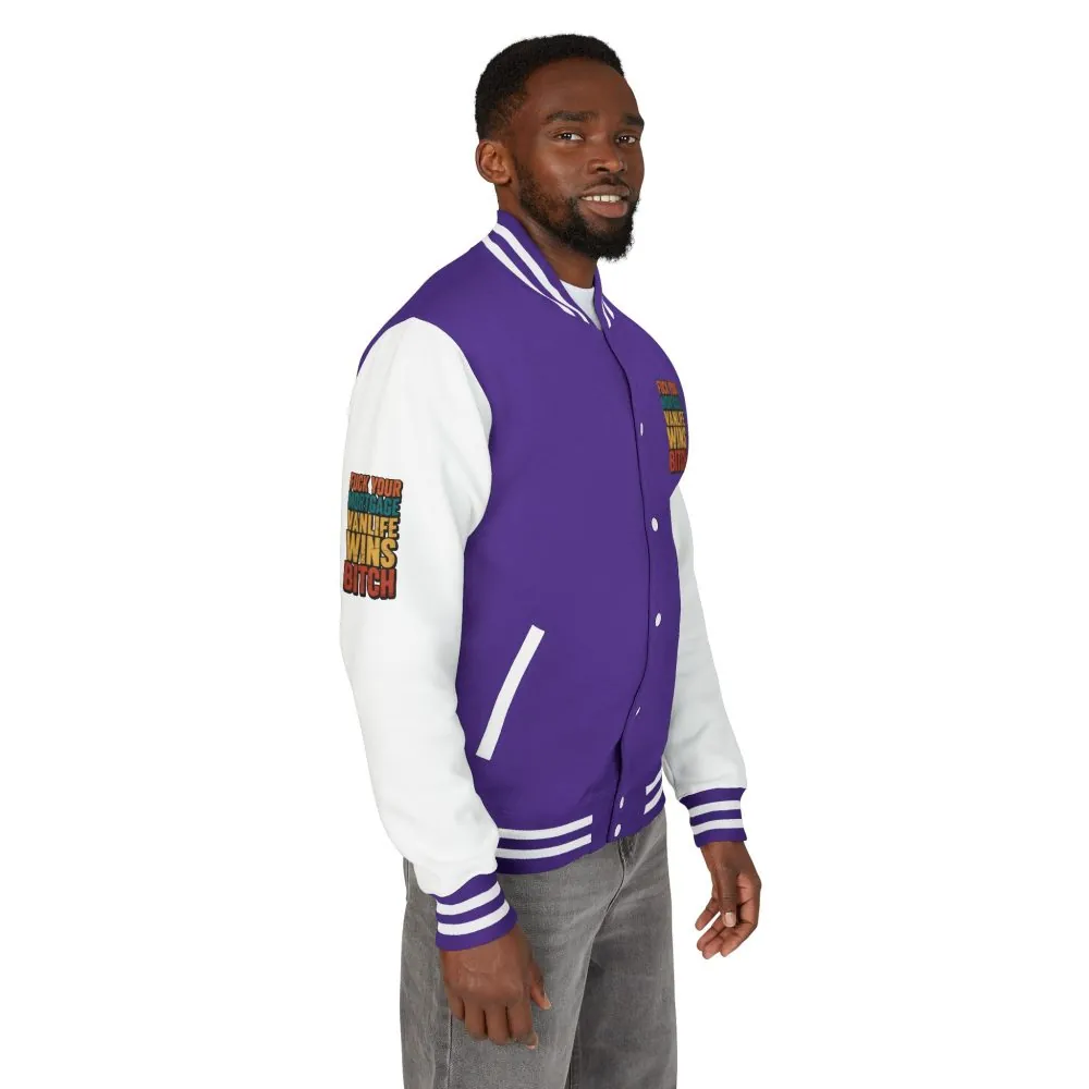 Unisex Heavyweight Letterman Jacket — "Fuck Your Mortgage" Design F**K-Line