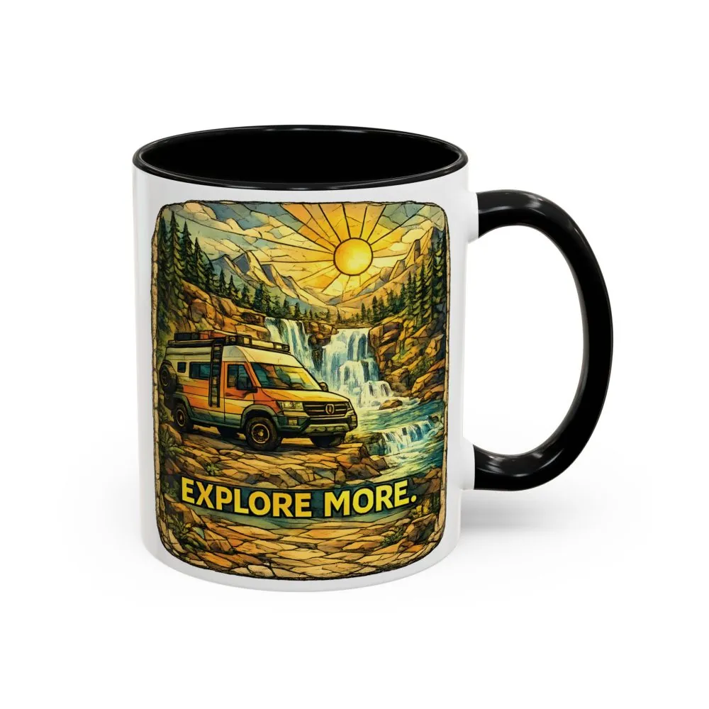 Accent Coffee Mug (11, 15oz) — "Explore More" Design Cubic-Line