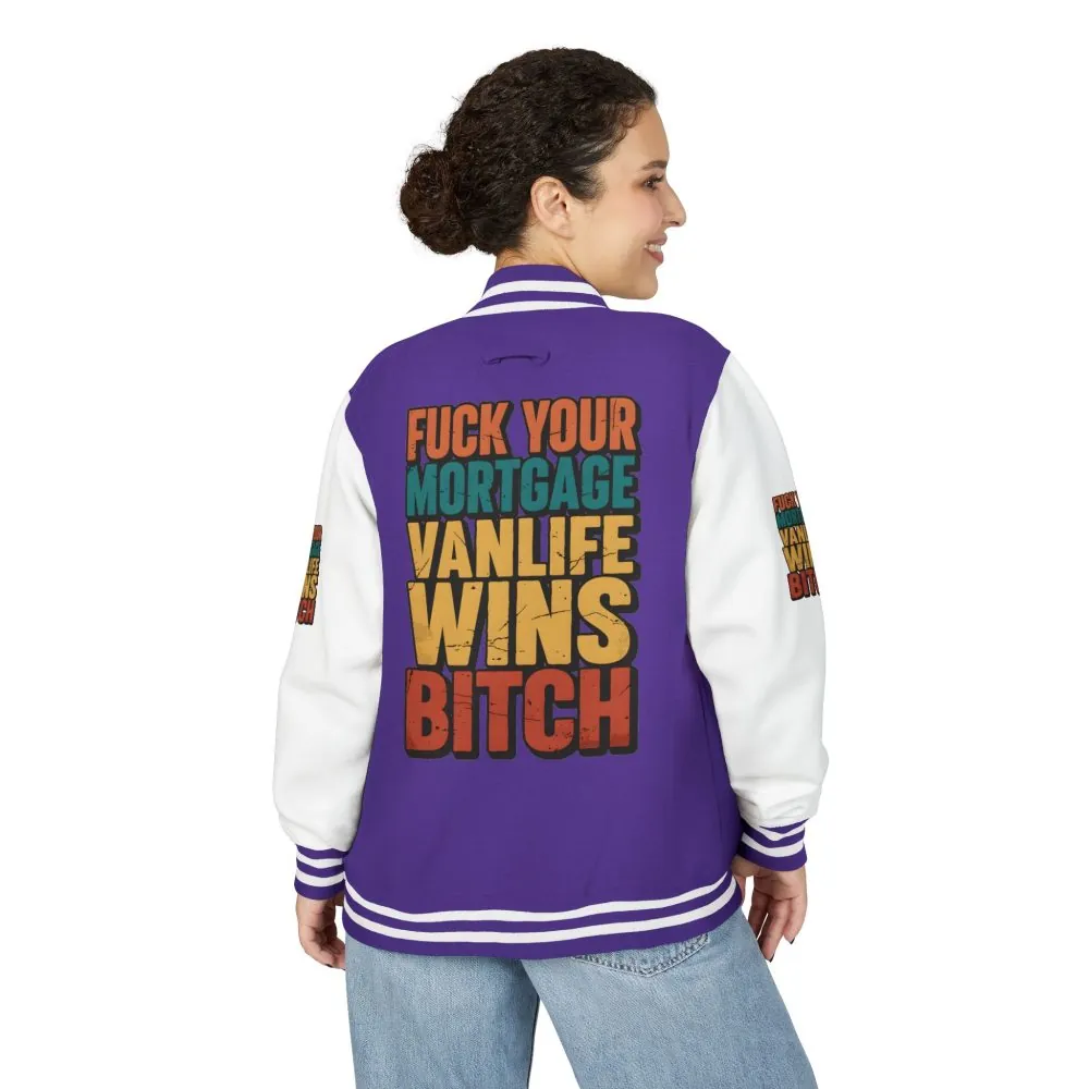 Unisex Heavyweight Letterman Jacket — "Fuck Your Mortgage" Design F**K-Line