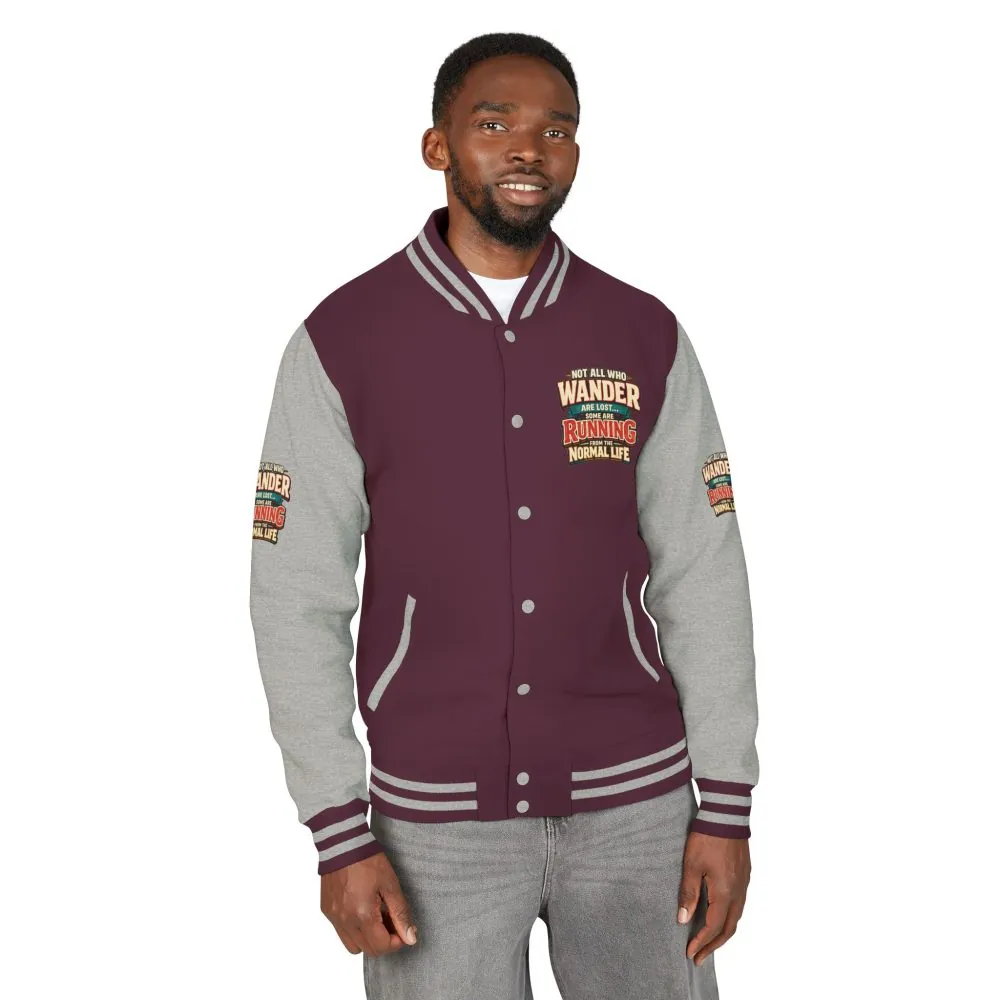 Unisex Heavyweight Letterman Jacket — "Not All Who Wander Are Lost" Design F**K-Line