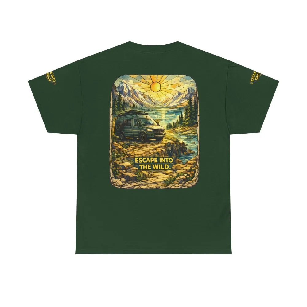 Unisex Heavy Cotton Tee — "Escape Into The Wild" Design Cubic-Line