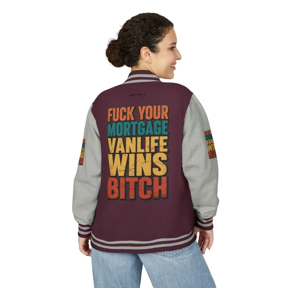 Unisex Heavyweight Letterman Jacket — "Fuck Your Mortgage" Design F**K-Line