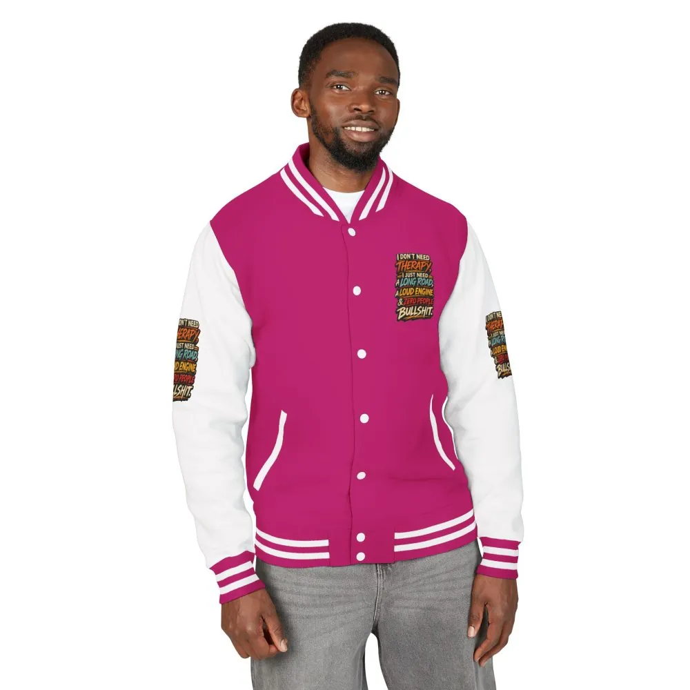 Unisex Heavyweight Letterman Jacket — "I Dont Need Therapy" Design F**K-Line