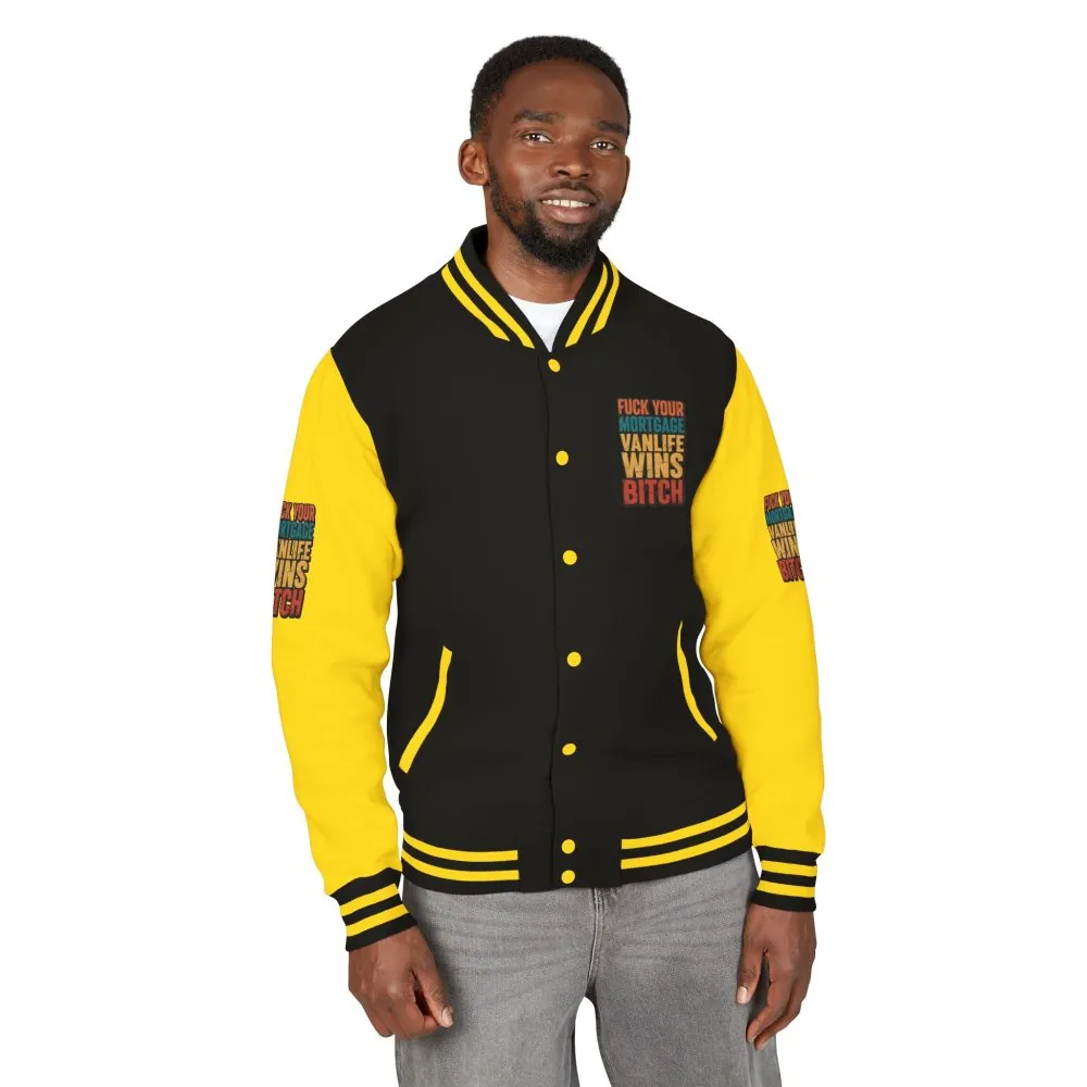 Unisex Heavyweight Letterman Jacket — "Fuck Your Mortgage" Design F**K-Line
