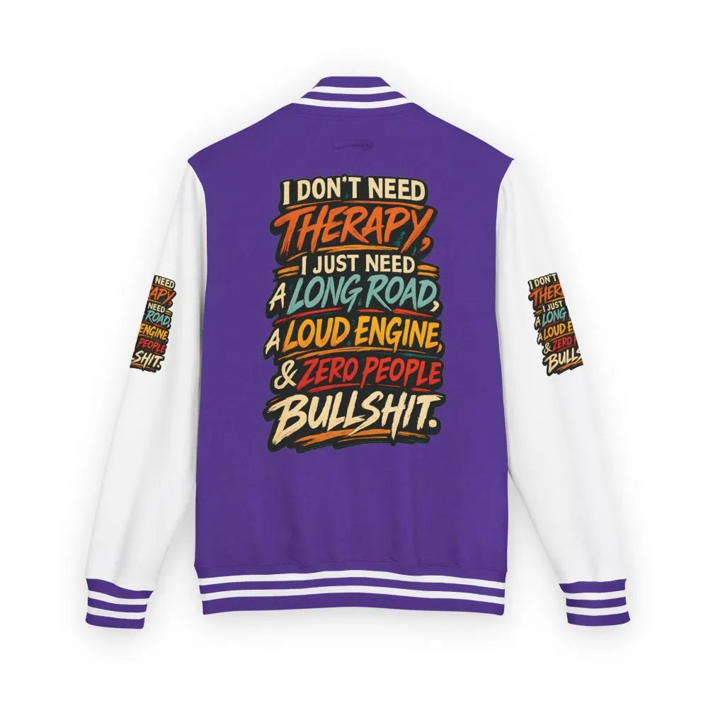 Unisex Heavyweight Letterman Jacket — "I Dont Need Therapy" Design F**K-Line