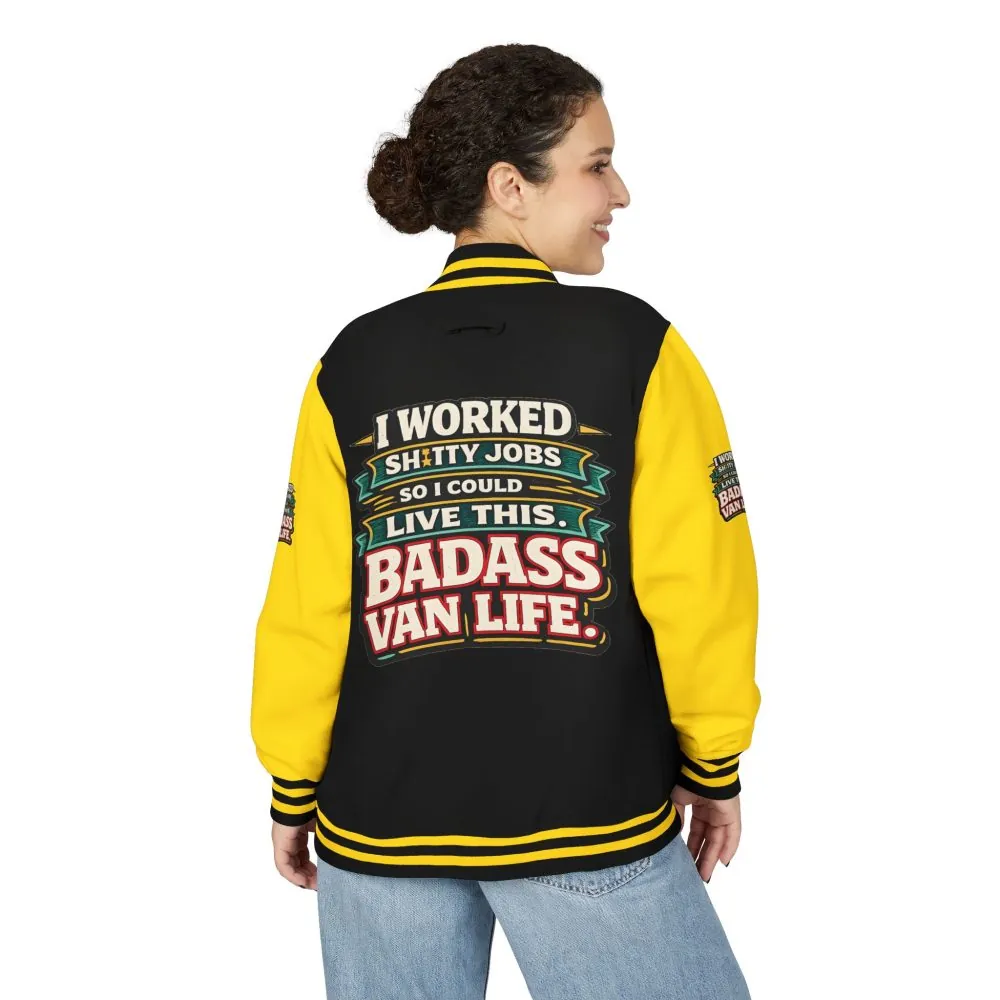 Unisex Heavyweight Letterman Jacket — "I Worked Shitty Jobs" Design F**K-Line