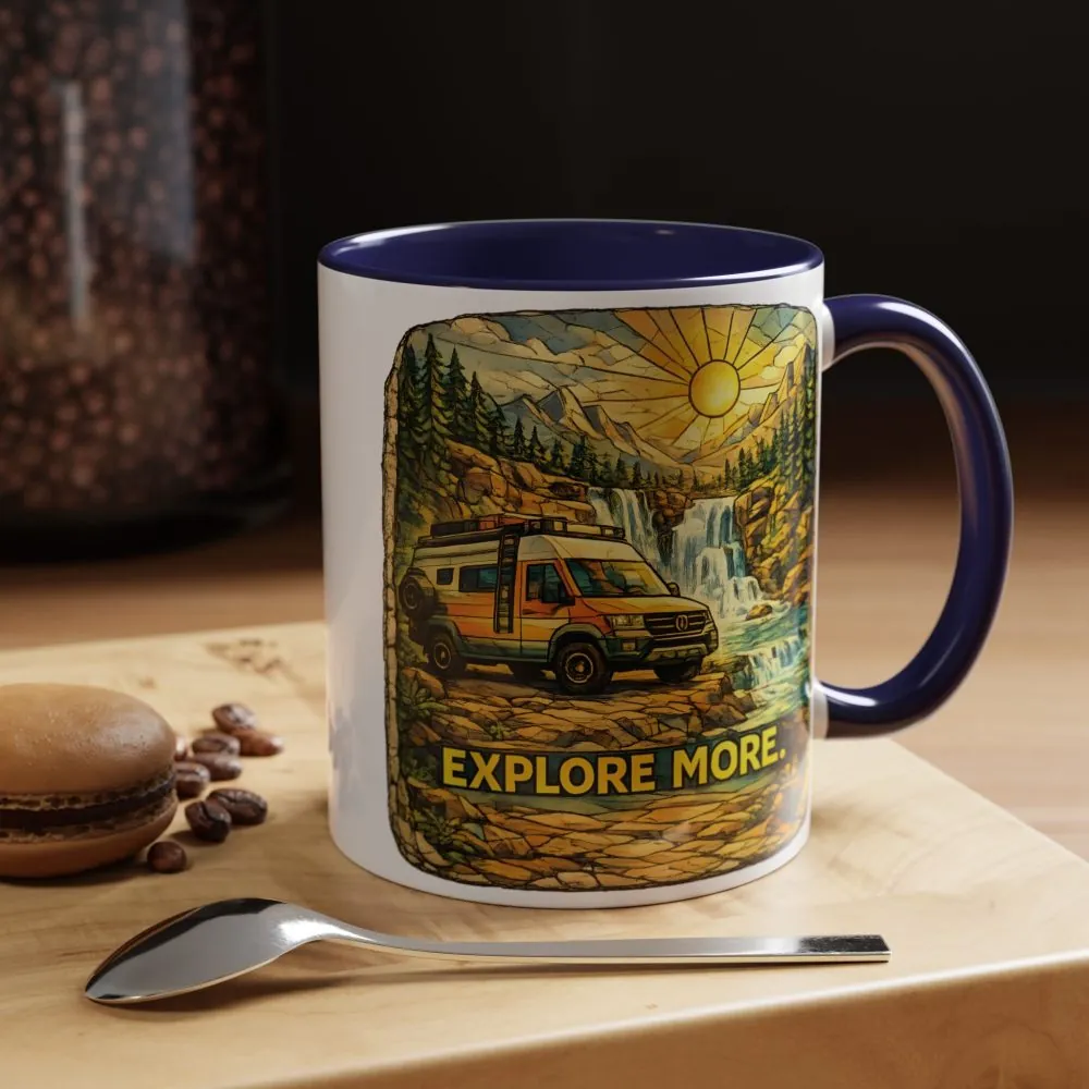 Accent Coffee Mug (11, 15oz) — "Explore More" Design Cubic-Line