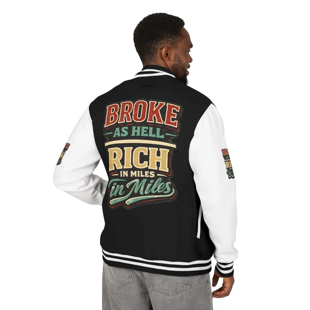 Unisex Heavyweight Letterman Jacket — "Broke As Hell" Design F**K-Line