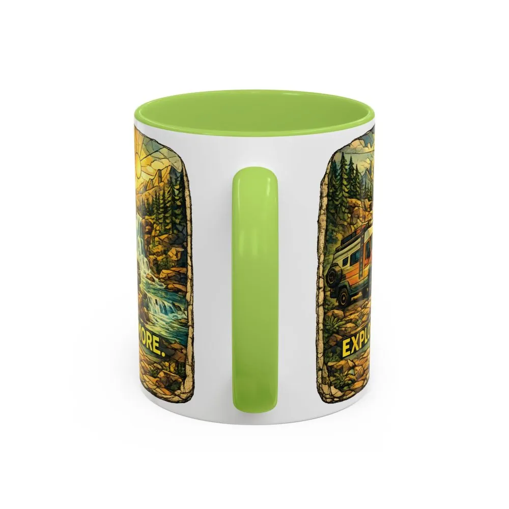 Accent Coffee Mug (11, 15oz) — "Explore More" Design Cubic-Line