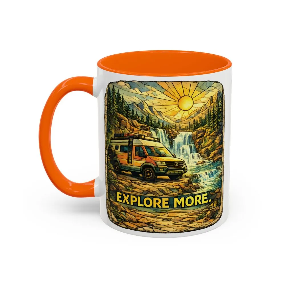 Accent Coffee Mug (11, 15oz) — "Explore More" Design Cubic-Line