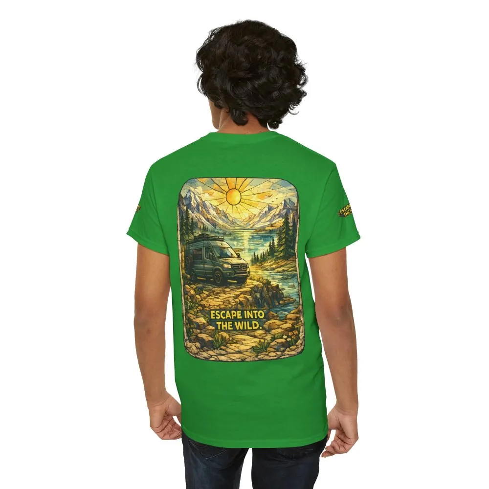 Unisex Heavy Cotton Tee — "Escape Into The Wild" Design Cubic-Line