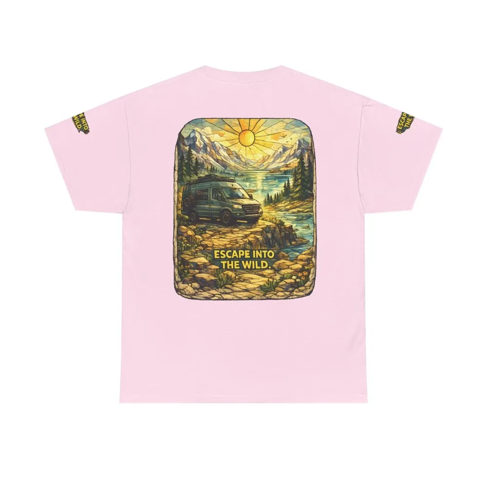 Unisex Heavy Cotton Tee — "Escape Into The Wild" Design Cubic-Line