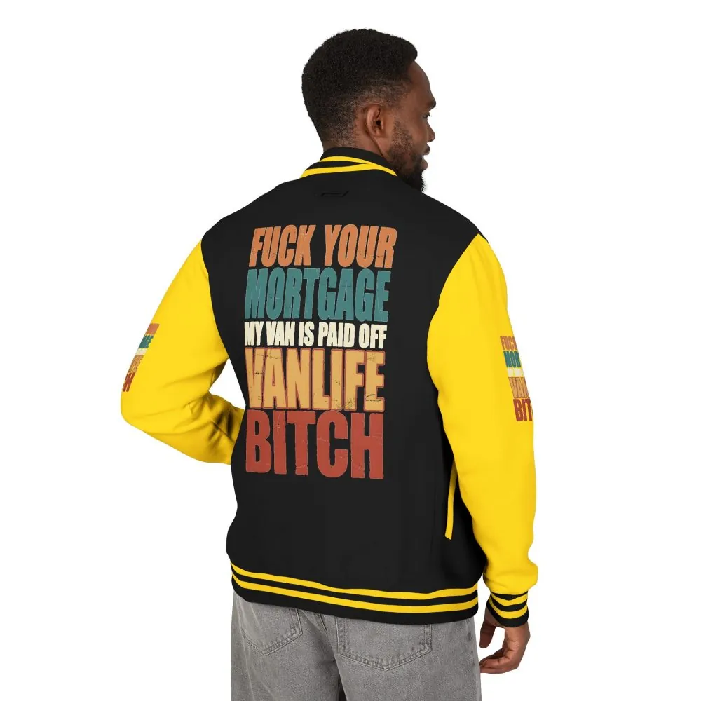 Unisex Heavyweight Letterman Jacket — "Fuck Your Mortgage" Design F**K-Line