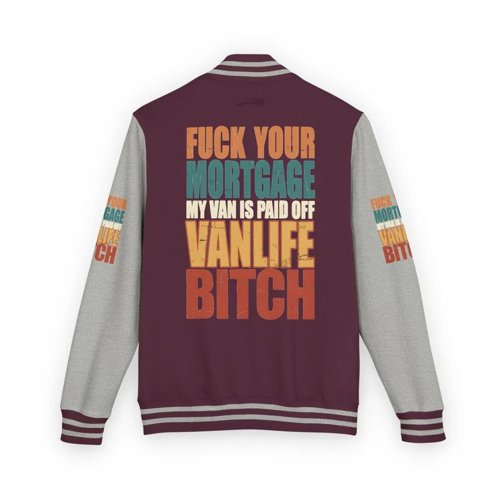 Unisex Heavyweight Letterman Jacket — "Fuck Your Mortgage" Design F**K-Line