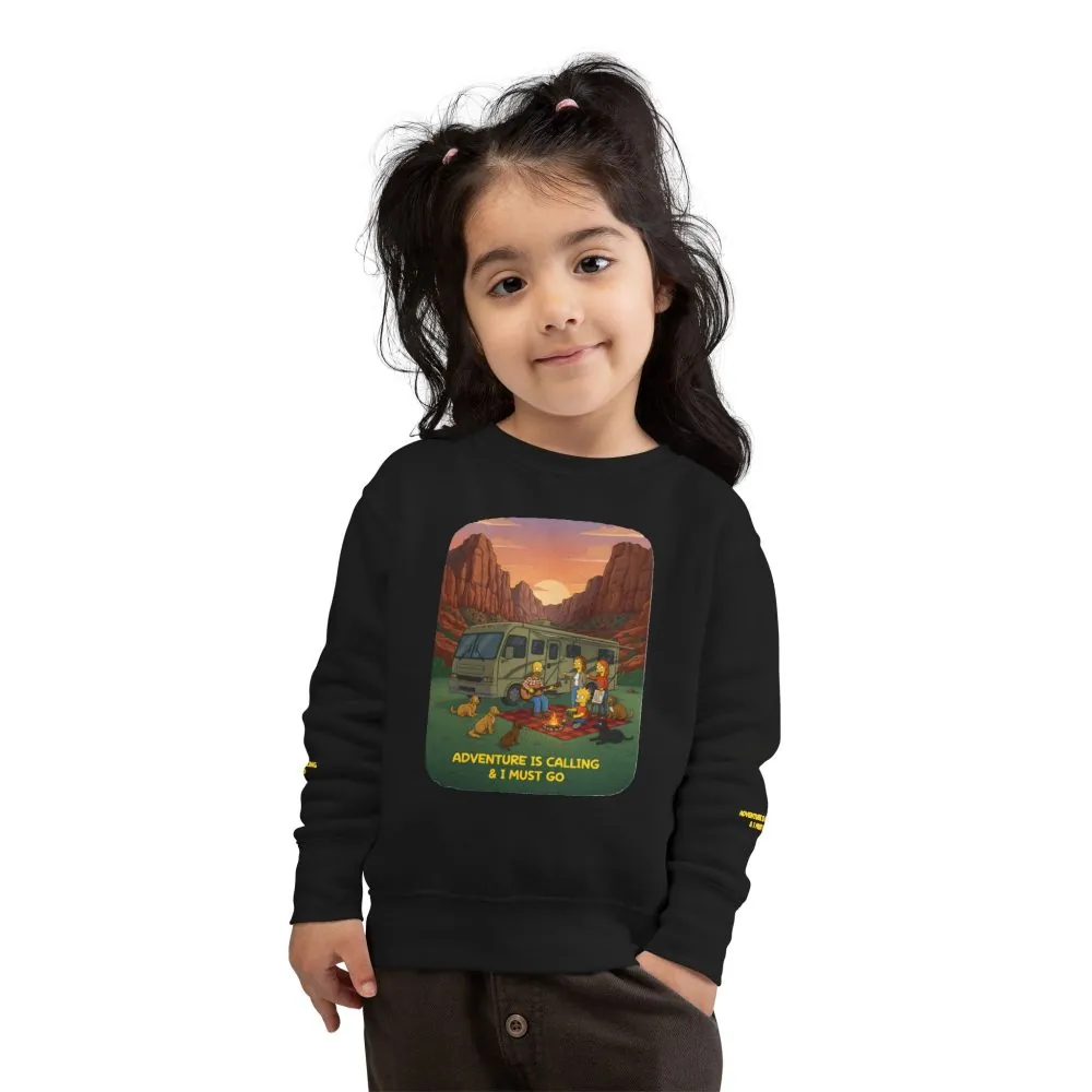 16674123221692645852_2048.jpeg Toddler Sweatshirt - "Adventure Is Calling-I Must Go" (Design Sitcom-Line)