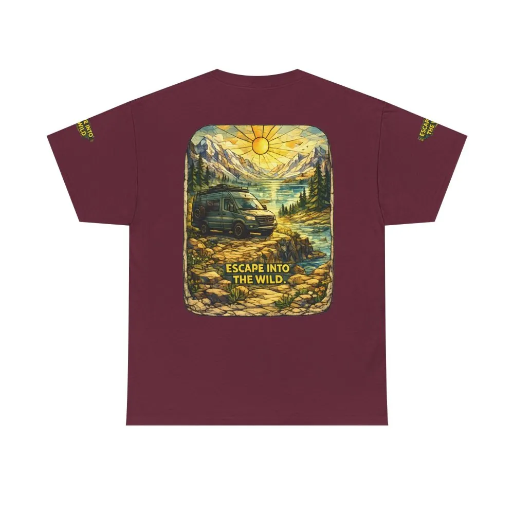 Unisex Heavy Cotton Tee — "Escape Into The Wild" Design Cubic-Line