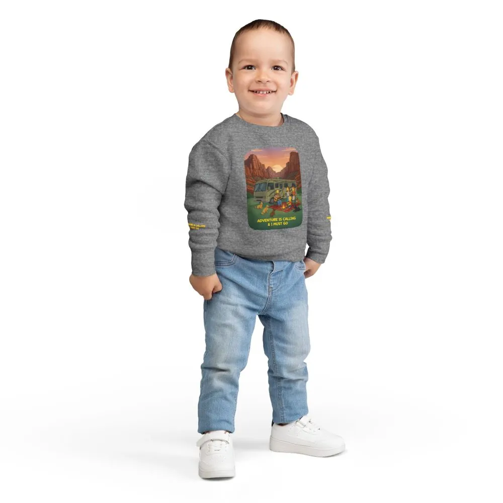 16743129798813414337_2048.jpeg Toddler Sweatshirt - "Adventure Is Calling-I Must Go" (Design Sitcom-Line)