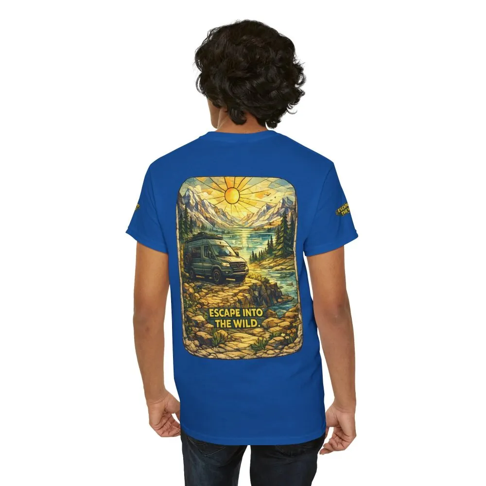 Unisex Heavy Cotton Tee — "Escape Into The Wild" Design Cubic-Line